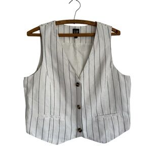 GAP Linen and Cotton Blend Navy and White Striped Vest Women’s Size Medium